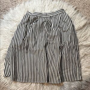 Life in Progress Black and White Striped Midi Skirt